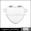 25 MM Heart shape sterling silver plated heart shaped pendant trays